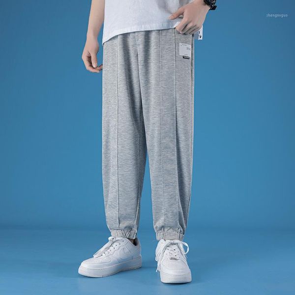 

spring knitted sports pants for men trousers man joggers male streetwear jogging sweatpants sportswear men's clothing m-4xl, Black