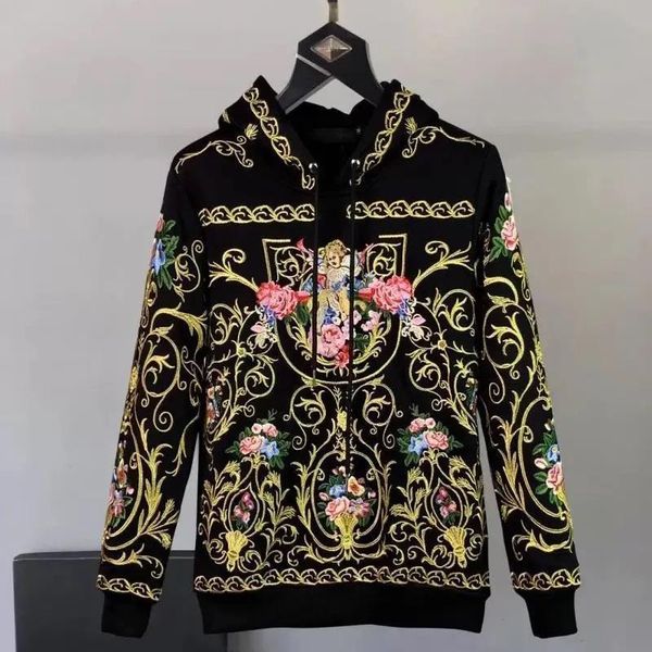 

men's hoodies & sweatshirts winter trend hoodie men oversized hip hop embroidery fashion casual hoody warm jacket, Black