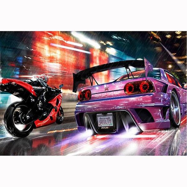 

diamond painting 5d diy mosaic embroidery red motor and pink car embroidered cross stitch home decoration gift kbl