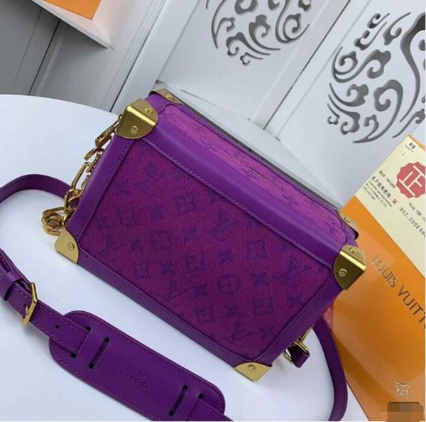 

designer luxury 44723 purple soft trunk handbag box bag handbags iconic handles shoulder bags totes cross body bag brand clutches evenin