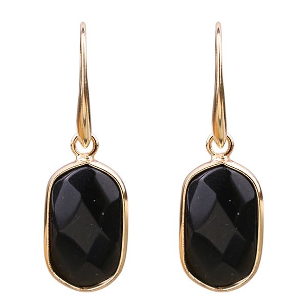 

black agate copper pendant dangle chandelier earrings, Silver