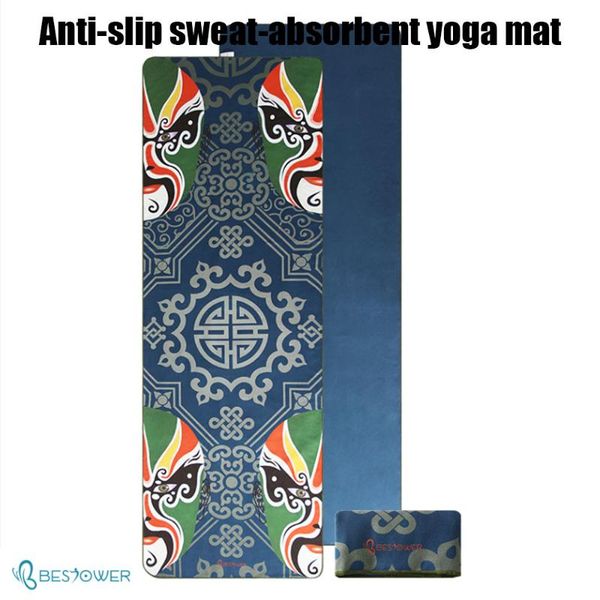 

yoga mats towels anti-skid sweat absorption widening lengthening beginners printing thin blankets fitness sports equipment