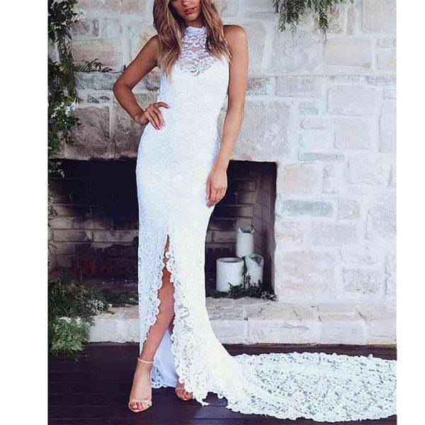 

summer women white lace long dress off shoulder backless floor length ladies maxi 210513, Black;gray