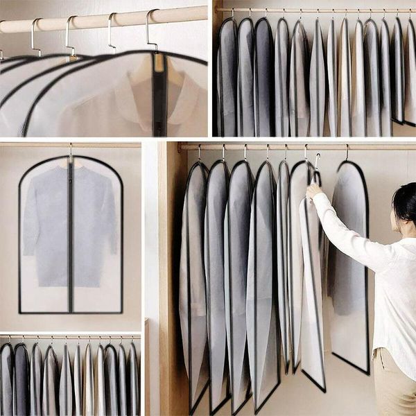 

storage bags 5pcs/set 60x120 cm clear garment covers suit dress coat dust protector zip bag repeatedly used protects clothes