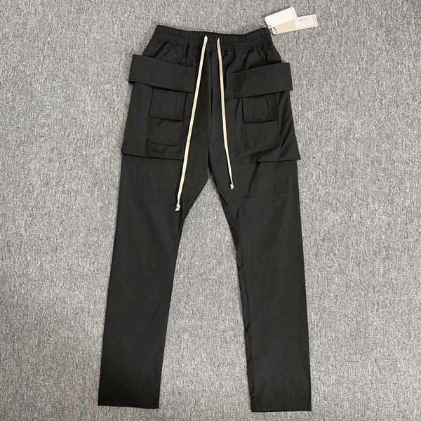 

men's pants rick ro owens double ring overalls can be worn in all seasons. fashionable high street trousers for men and women, Black