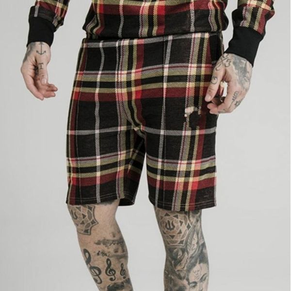 

men's shorts 2021 plaid casual men summer sports running mens jogger jogging straight short five-point pants male wear, White;black