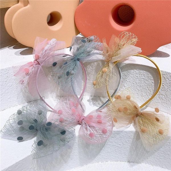 

korea style children hairbands ball bowknot headdress for girls simple fashion hair accessories, Slivery;white
