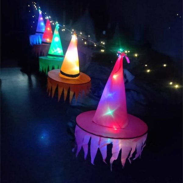 

halloween witch luminous led light string hat ball party decorative hat