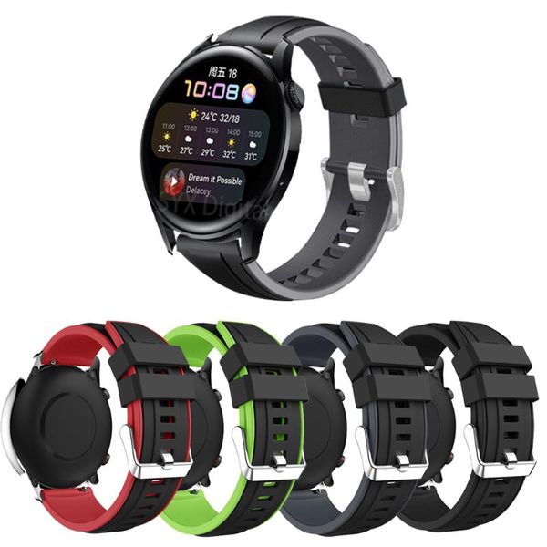 

watch bands for huawei 3/watch3 pro watchband 22mm silicone sport bracelet gt 2 pro/gt 46mm/honor magic 1 / strap, Black;brown