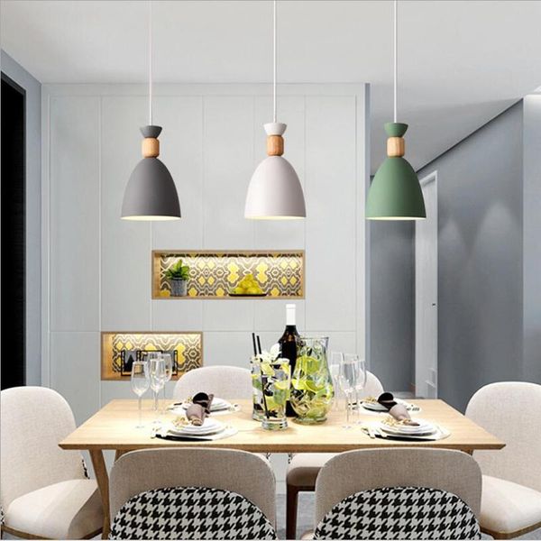 

pendant lamps modern lights simple style wood pole hanging suspension coffee shop restaurant dining room decoration luminaire