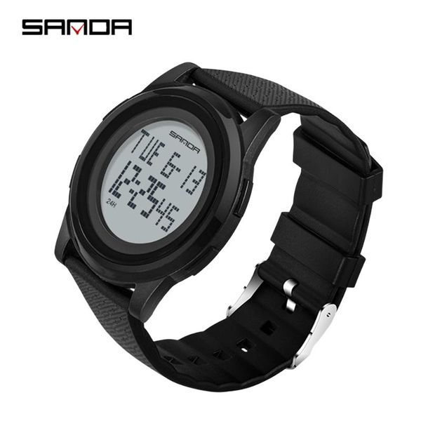 

wristwatches sanda fashion 9mm super slim sport watch men electronic led digital wrist watches for male clock reloj de hombre, Slivery;brown