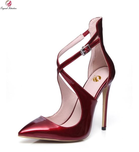 

original intention women sandals pointed toe thin heels fashoin black white nude wine shoes woman size 3.5-.5