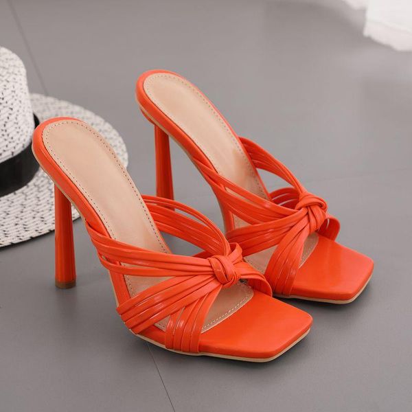 

summer openwork woven stiletto sandals slippers comfortable one with ladies outdoor casual slides shoes, Black