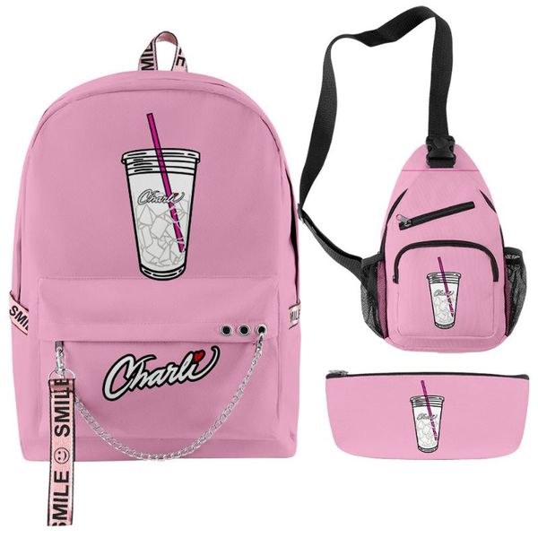 

school bags backpacks set 3 pieces charli d'amelio the hype house boys girls streetwear travel sports outdoor lapbackpack