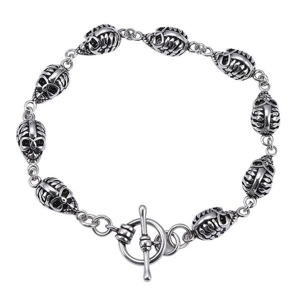 

link, chain trendy jewelry for men skull bracelets stainless steel curb cuban link punk rock accessories male wristband gift gs0028, Black