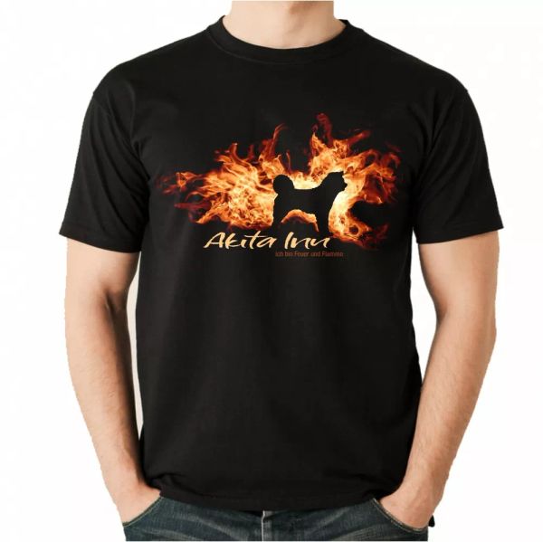 

t-shirt akita inu fire and flame by siviwonder dog motif, White;black