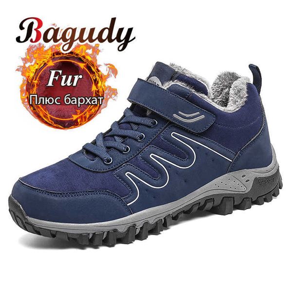 

men winter snow boots warm plush ankle boots quality non-slip suede waterproof wedge snow boots man winter shoes 35-46 210619, Black