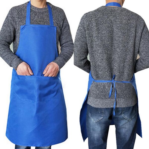 

1pcs simple polyester sleeveless apron with pockets for household and kitchen cleaning products aprons
