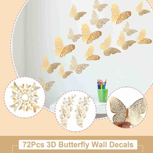 

72pcs wall stickers 3d butterfly decor home living room decoration wallpaper self adhesive chambre femme