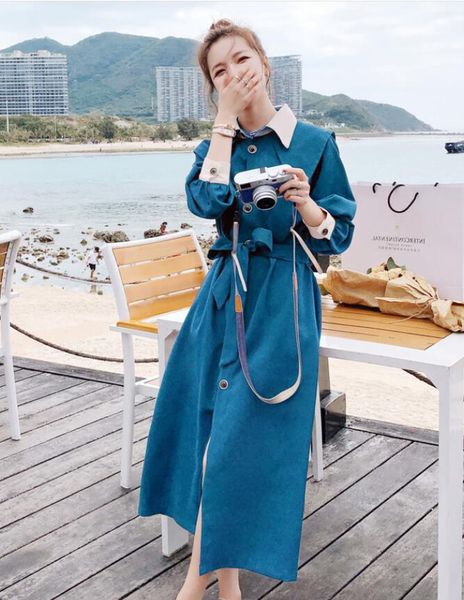 

dress women 2021 spring . autumn french retro-skirt goddess fan waist was thin temperament shirt long skirt trending europe and america, Black;gray