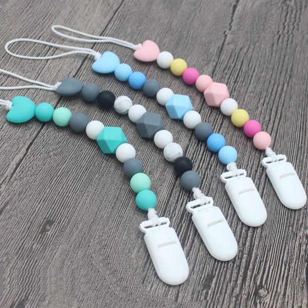

pacifiers# infant baby teething leash strap cute silicone pendant beads clip chain anti-lost plastic for nipple chew toy