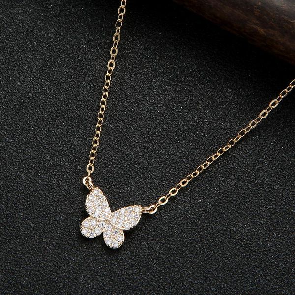 

chokers min butterfly pendant chain cubic zirconia for women wedding evening party dinner choker dubai jewelry gifts n0510, Golden;silver