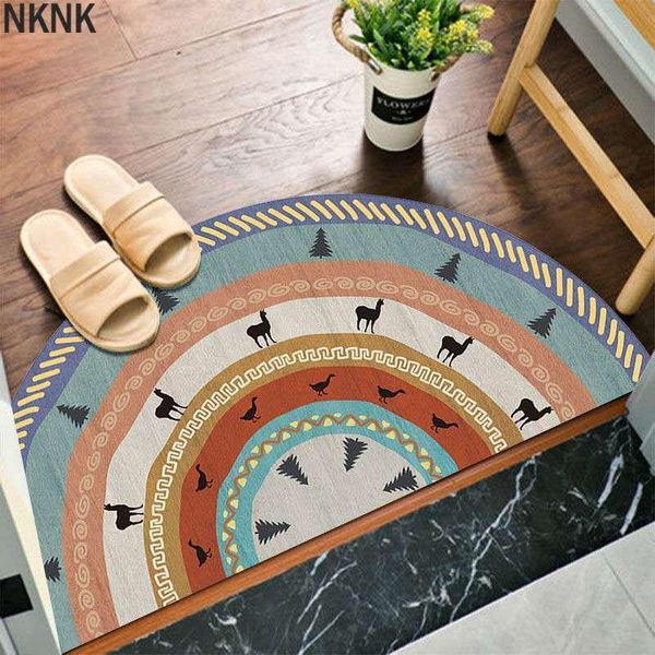 

carpets boho velvet door mat entrance half round ethnic floral rugs anti slip carpet welcome doormat hallway bathroom kitchen floor mats