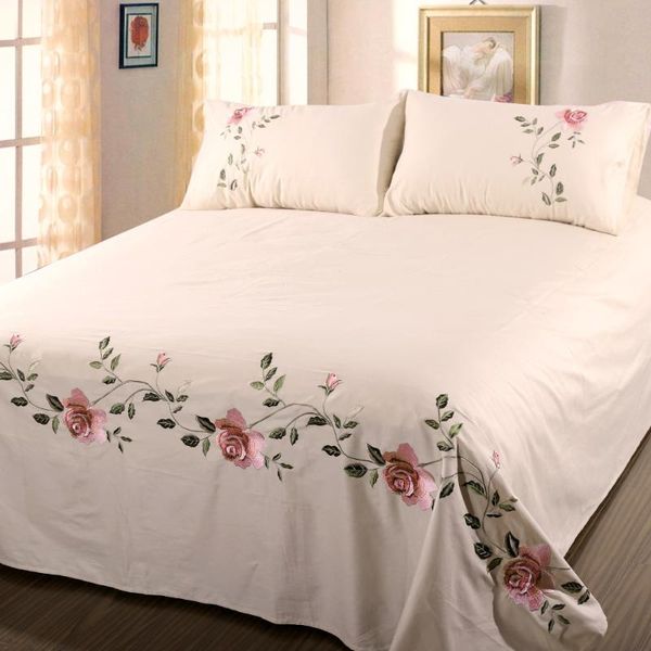 

sheets & sets cotton twill embroidered bed set luxury bedding wrinkle fade resistant hypoallergenic sheet case queen