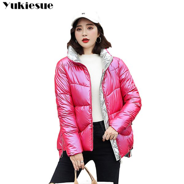 

parka women winter jacket coat short stand collar outwear female thick cotton padded basic coats overalls 210518, Black