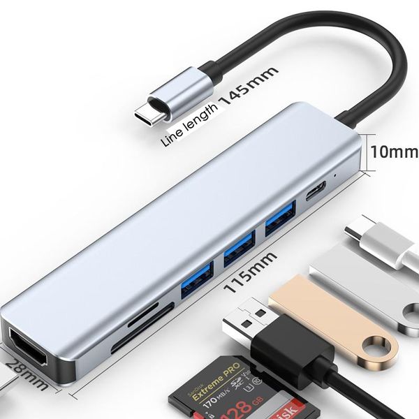 7 in 1 Typ C Hub USB C Dock Station Für MacBook Pro XPS 13 Sureface Pro Für MacBook Pro Air Chromebook Pixel HP XPS