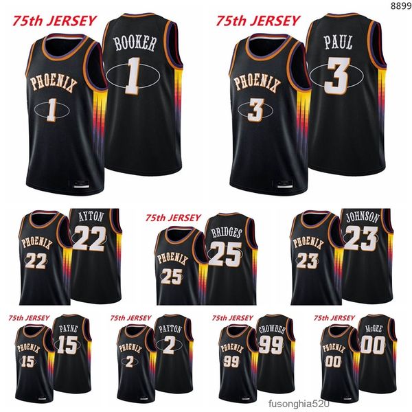 

custom women kids phoenixs men sunss devin booker 1 chris paul 3 deandre ayton payton cameron johnson mikal bridges crowder payne mcgee 2021, Black