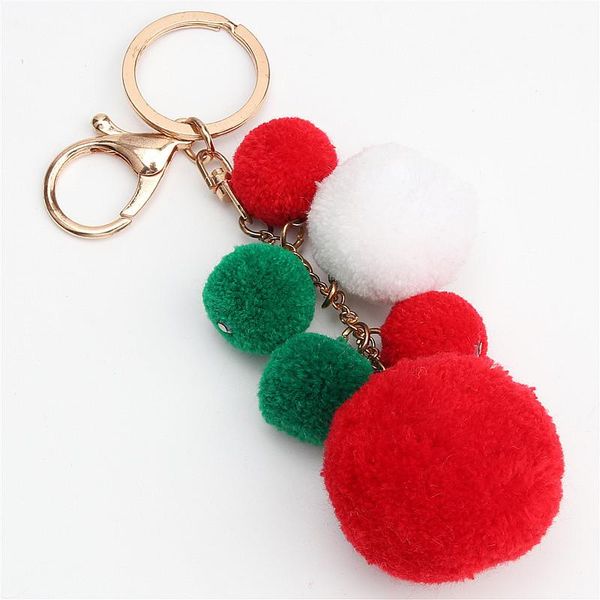 

big plush ball key chain bohemia women purse bag charm pompom keychains jewelry diy handmade keyholder, Silver