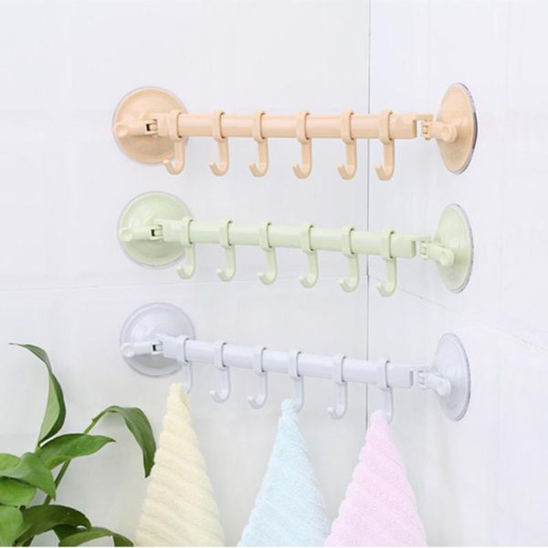 

hooks & rails movable 6 double suction cup towel hanger rack hanging shelves holders lock type sucker bathroom kitchen hook organizer