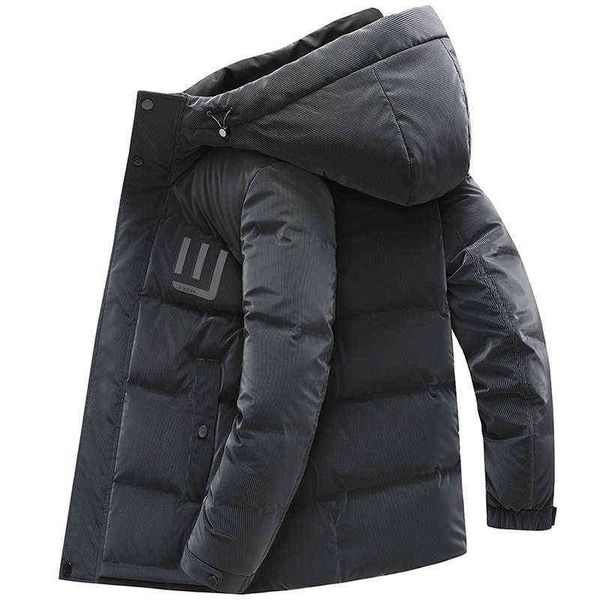

2021 winter feeling bright face men's down et hooded cold proof casual checkered trend warm, Black