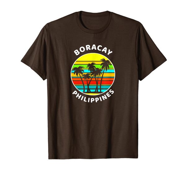 

boracay philippines shirt palm trees silhouette sunset t-shirt, White;black