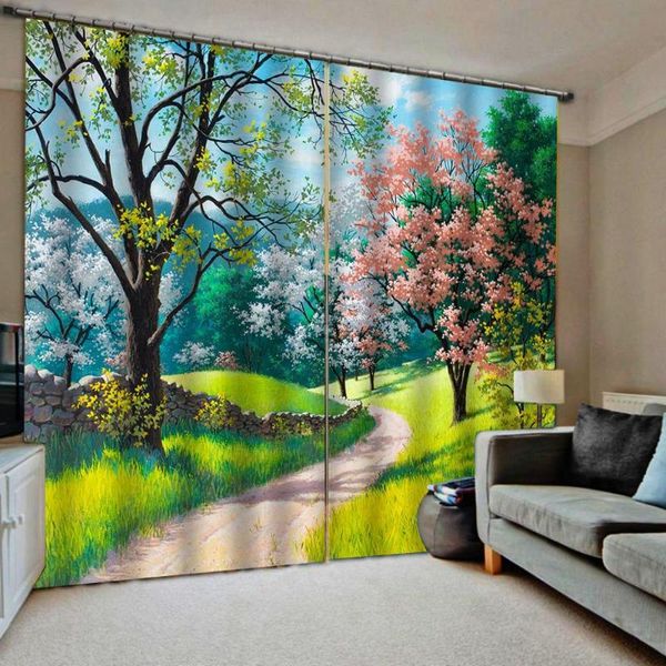 

custom any size fashion idyllic forest trees curtains digital print for living room bedroom blackout landscape window curtain & drapes