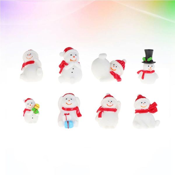 

decorative objects & figurines 8pcs resin snowman design christmas ornaments mini in knitted hat craft garden courtyard decoration handcraft