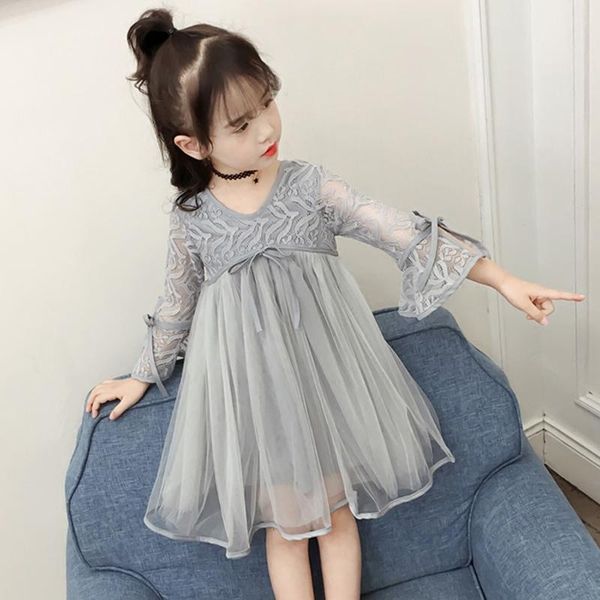 

girl's dresses girls fashion lace splicing princess dress 2021 children summer trumpet sleeve tulle embroidered baby kid one piece x102, Red;yellow