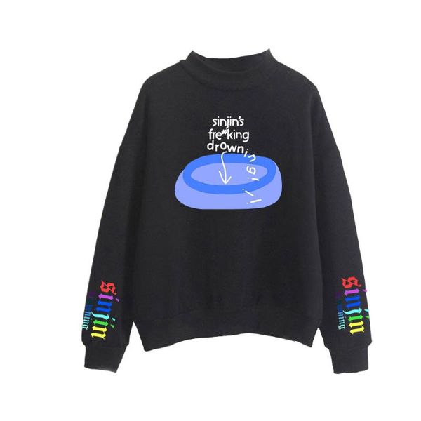 

men's hoodies & sweatshirts 2021 sinjin drowning 2d print women men high collar sweatshirt casual turtlenecks clothes merch, Black