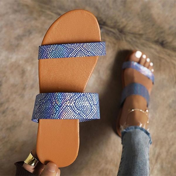 

slippers women casual shoes flat strap sandals simple solid serpentine slides slip on big size 43 slipper, Black