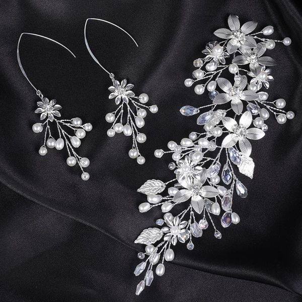 

headpieces vintage bridal headbands and earrings shine rhinestone headband hair vine tiaras wedding accessories for women girls, Silver