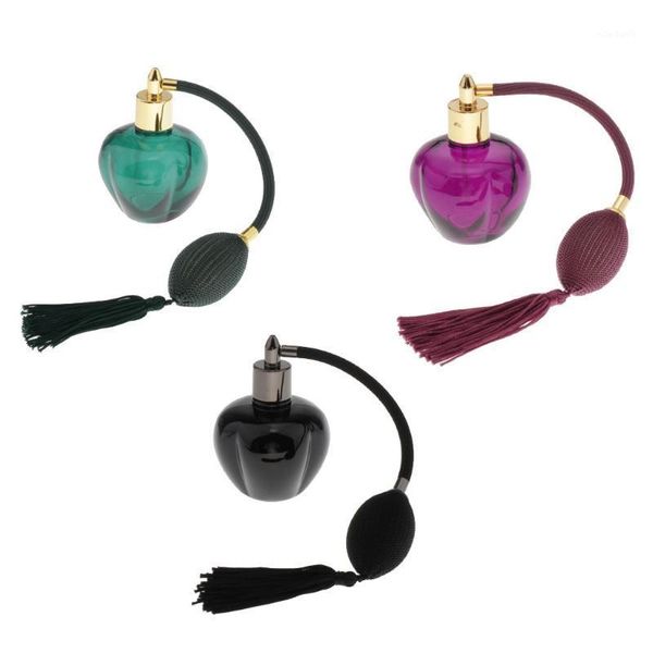 

storage bottles & jars 100ml empty glass perfume bottle long bulb tassel spray atomizer 3 colors
