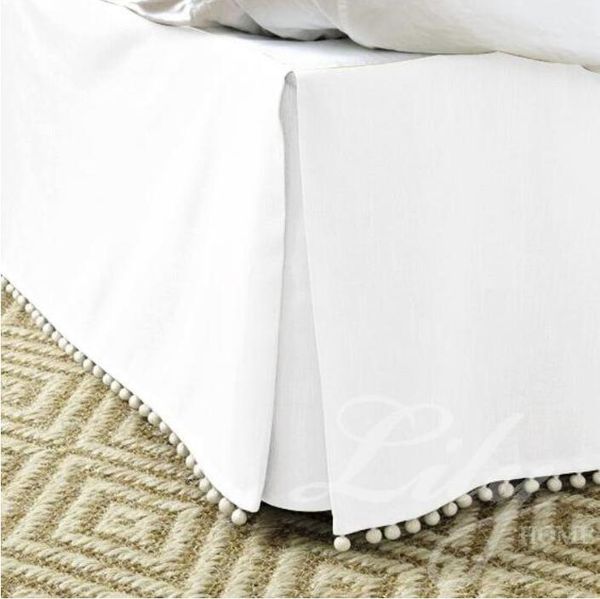 

sheets & sets el bed skirt pompon tassel colors cotton fabric for king/queen/full/twin size with 14" drop line sheet