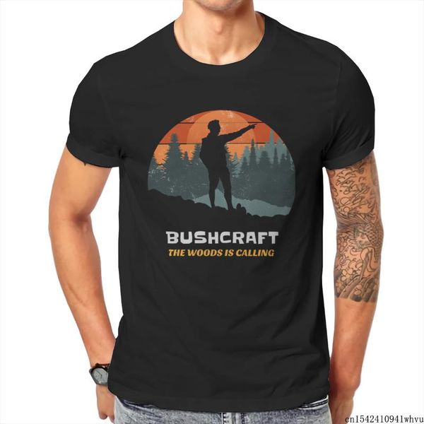 

men's t-shirts bushcraft the woods is calling hiking funny pattern short sleeves summer o-neck casual men t-shirt m-5xl, White;black
