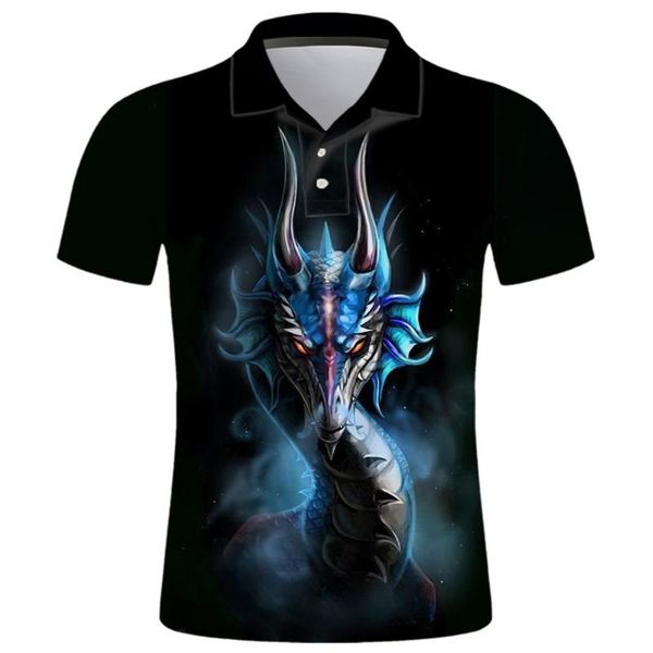 

men's polos us size 2021 summer dragon 3d printed hombre camisas de men casual fashion boy short sleeve streetwear cool tee, White;black
