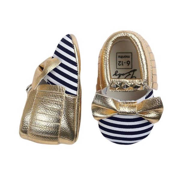 

first walkers infant baby leather moccasins cute striped tassel crib shoes anti-skid walking born pram girls princess