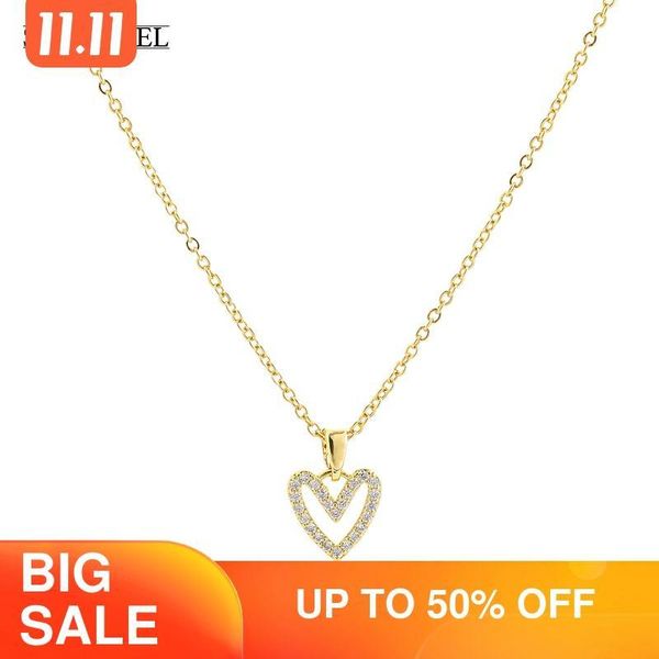 

fashion heart love chain pendants necklace adjustable choker for women street wear jewelry chokers, Golden;silver