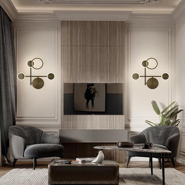 

nordic luxury indoor wall lamp led for bedroom bedside background gold iron decoration creative sconce 220v