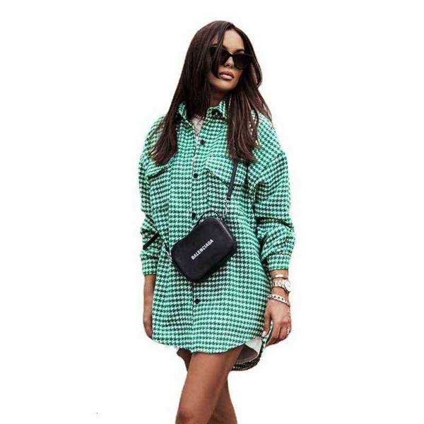 

women's autumn and winter plaid long sleeve medium shirt, Black