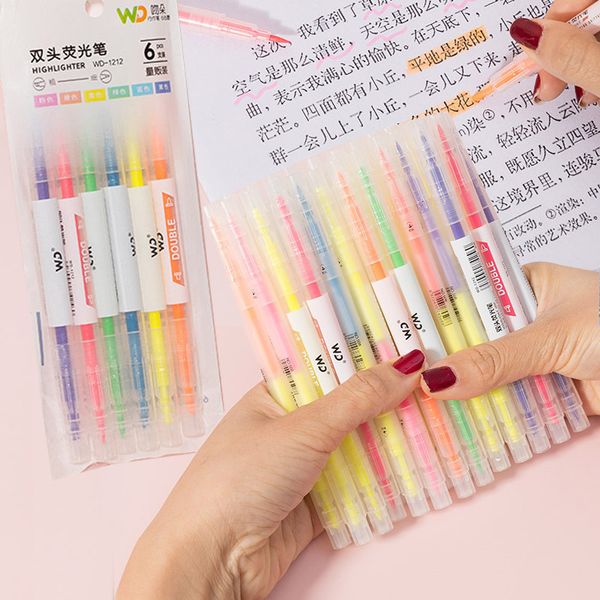

painting pens student stationery double head orcent set creative marker student multi color hand ledger pen, Black;red